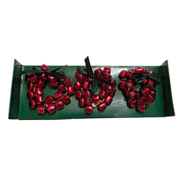 New Pier 1 Imports Jingle Bell Napkin Rings Holders Red Christmas Holiday Set 6 - Picture 3 of 7